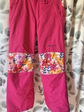 Arctix Bright Pink Girls' Snow Pants with Floral Knee & Back Panels